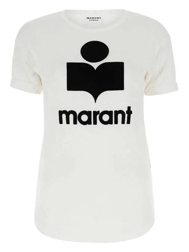 Koldi Logo Linen Short Sleeve T-Shirt White - ISABEL MARANT ETOILE - BALAAN 3