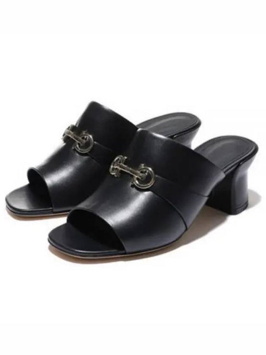 Gancini Ornament Sandal Heels Black - SALVATORE FERRAGAMO - BALAAN 2