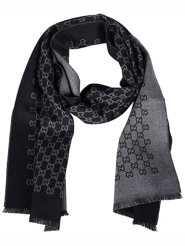 GG Jacquard Reversible Wool Muffler Grey Black - GUCCI - BALAAN 3