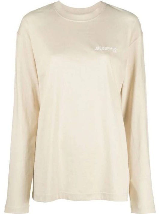 Le Manches Longues Cotton Long Sleeve T-Shirt Beige - JACQUEMUS - BALAAN 1
