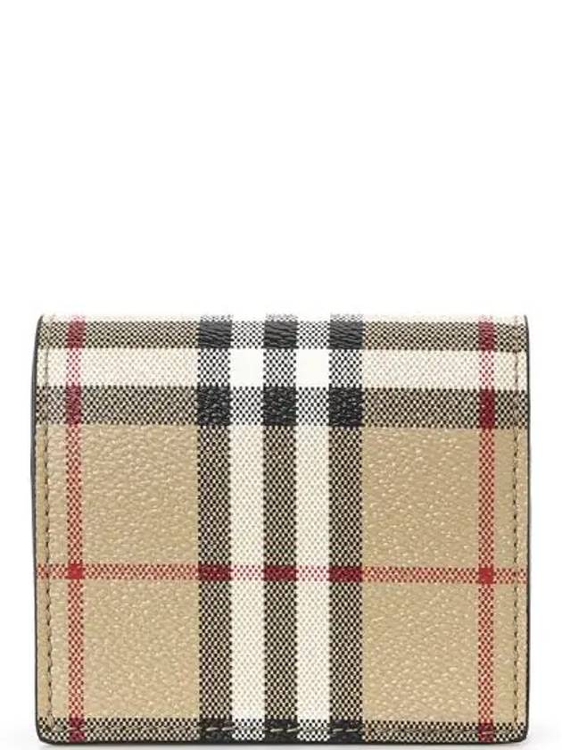 Check Small Leather Half Wallet Beige - BURBERRY - BALAAN 4