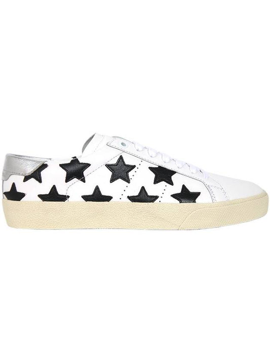 Star Leather Low Top Sneakers Black White - SAINT LAURENT - BALAAN 1