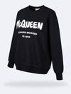 Logo Print Cotton Sweatshirt Black - ALEXANDER MCQUEEN - BALAAN 3