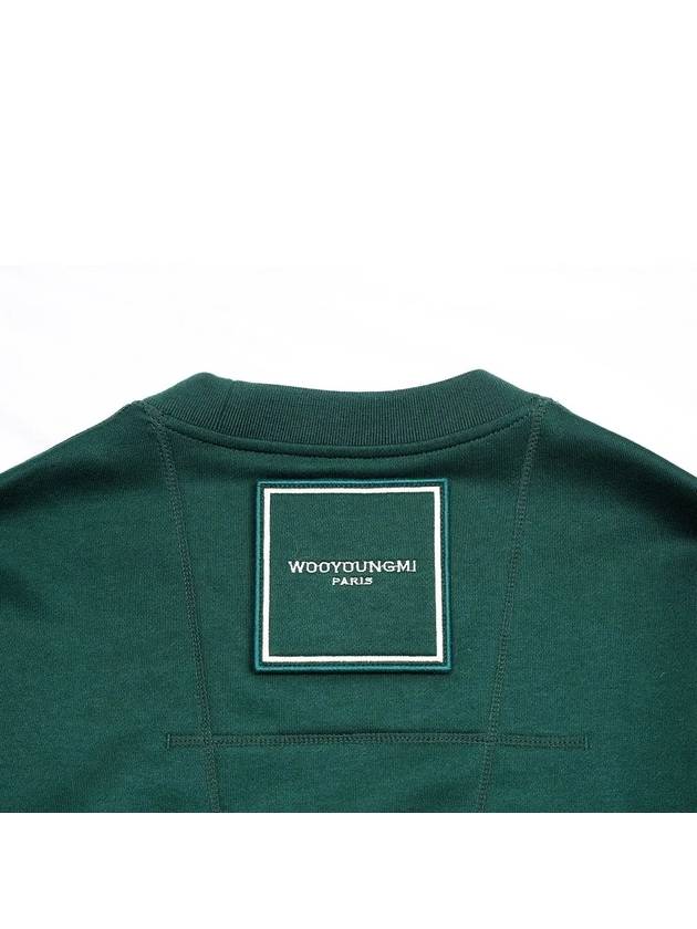 Men's Back Square Label Round Cotton Sweatshirt Sweatshirt Green W233TS21718F - WOOYOUNGMI - BALAAN 4