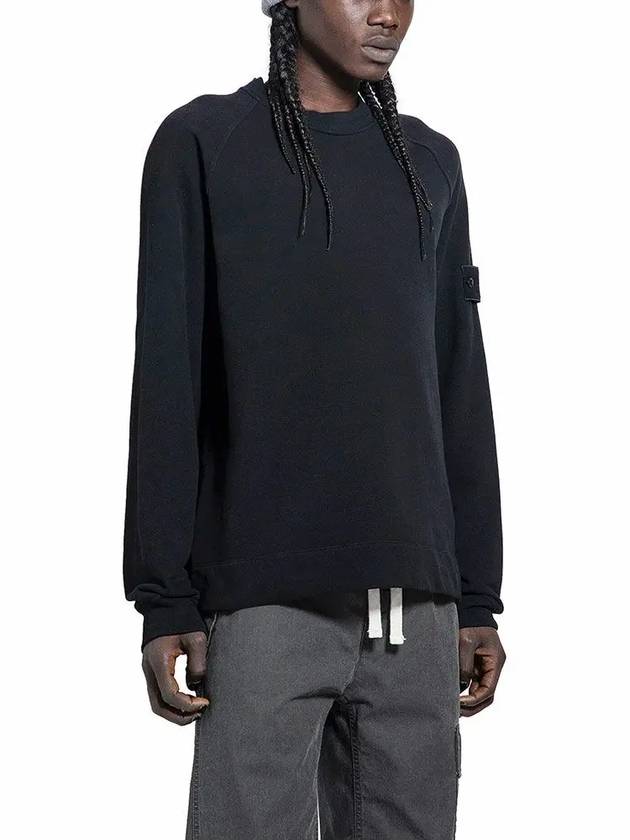 Wappen Patch Crew Neck Cotton Sweatshirt Black - STONE ISLAND - BALAAN 3