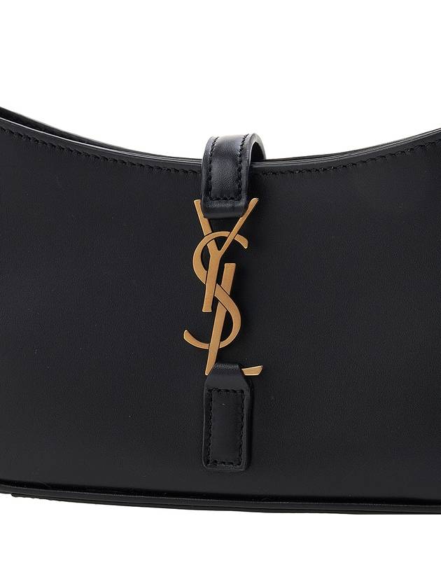 LE 5A 7 Small Smooth Leather Hobo Shoulder Bag Black - SAINT LAURENT - BALAAN 8