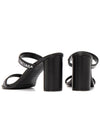 Women's Leather Logo Round Sandal Heels Black - BALENCIAGA - BALAAN.