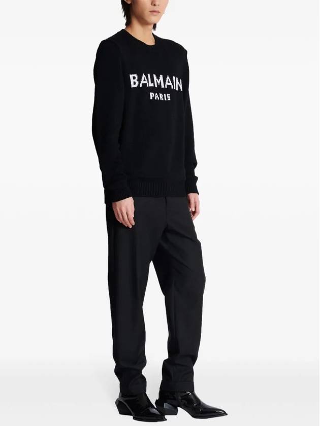 Logo Wool Knit Top Black - BALMAIN - BALAAN 4