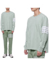 4 Bar Crew Neck Long Sleeve T-Shirt Green - THOM BROWNE - BALAAN 3