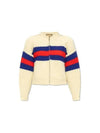 Web Stripe Zip-Up Cardigan Cream - GUCCI - BALAAN 2