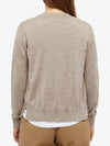 Double Fox Head Patch Round Neck Cardigan Beige Melange - MAISON KITSUNE - BALAAN 4