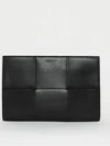 Maxi Intrecciato Leather Clutch Bag Black - BOTTEGA VENETA - BALAAN 2