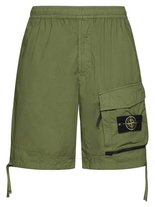 Men's Waffen Patch Tella Paracadute Shorts Green - STONE ISLAND - BALAAN.