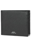 Aly Saffiano Logo Half Wallet Black - A.P.C. - BALAAN 2