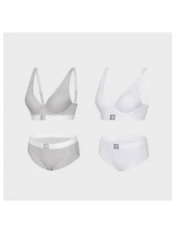 adidas UNDERWEAR No Wire Trefoil Vivid Bra Panties 2 Set WH M GY - ADIDAS - BALAAN 1