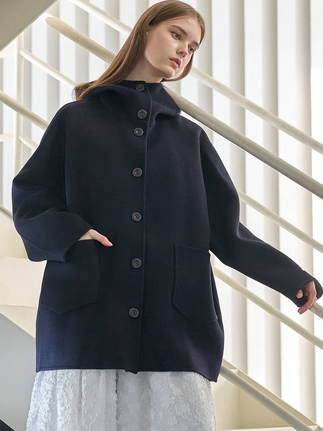 Hooded Handmade Coat Navy - MITTE - BALAAN 2