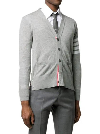 Men's Sustainable Classic Diagonal Wool Cardigan Pale Grey - THOM BROWNE - BALAAN 2