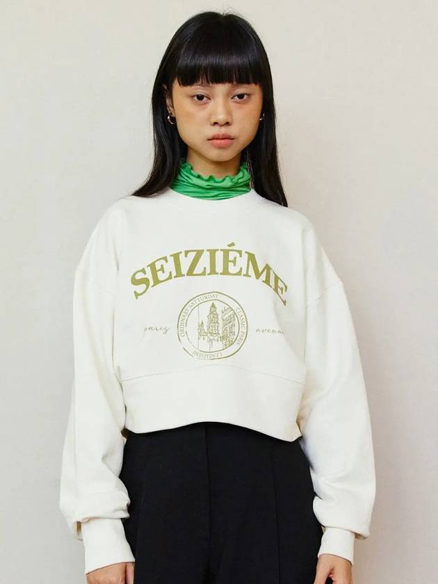 Unbalanced Crop Sweatshirt Cream - LESEIZIEME - BALAAN 3