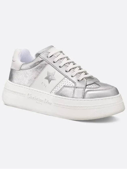 Dior Star Platform SneakersSilver Tone Crinkle Effect Lambskin White Calfskin KCK426SLM S46K - DIOR - BALAAN 2