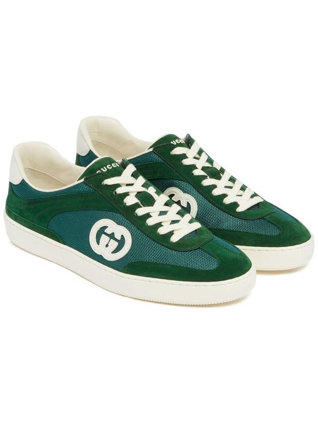 Interlocking G Suede Low-Top Sneakers Green - GUCCI - BALAAN 4