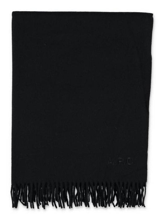 Signature Logo Embroidered Wool Muffler Black - A.P.C. - BALAAN 1