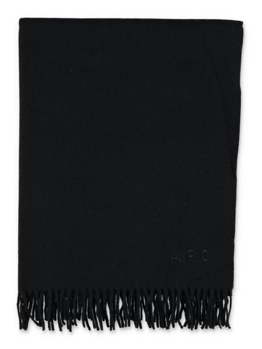 Signature Embroidered Logo Wool Muffler Black - A.P.C. - BALAAN 1