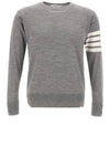 4 Bar Armband Classic Merino Wool Knit Top Light Grey - THOM BROWNE - BALAAN 2