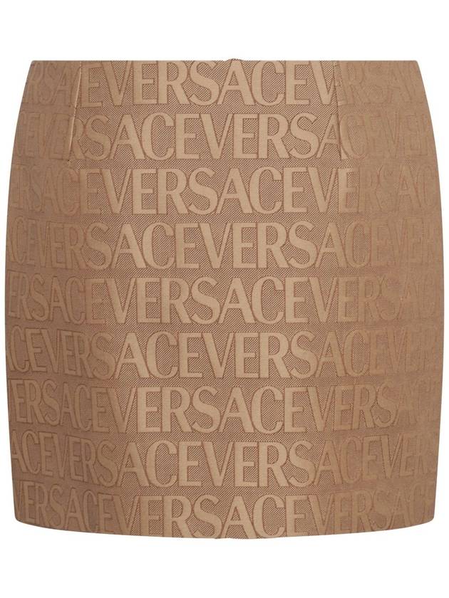 Women's All-Over Logo Mini H-Line Skirt Brown - VERSACE - BALAAN 3