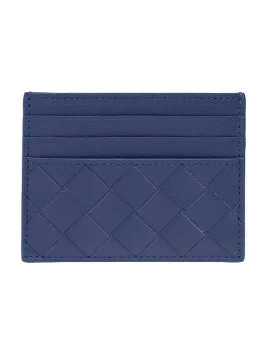 Intrecciato Leather Card Wallet Blue - BOTTEGA VENETA - BALAAN.