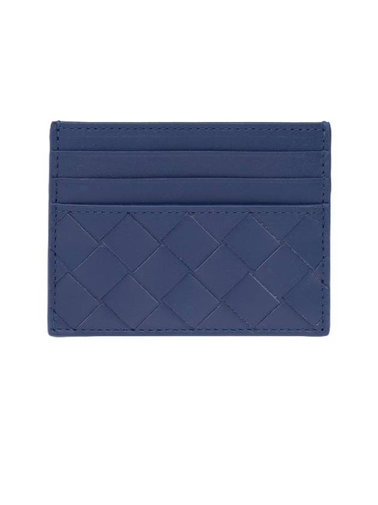Intrecciato Leather Card Wallet Blue - BOTTEGA VENETA - BALAAN 1