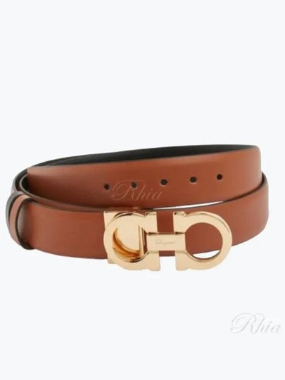 Reversible Gancini Leather Belt Black Sella - SALVATORE FERRAGAMO - BALAAN 2