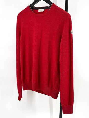 Logo patch long sleeve knit red M size - MONCLER - BALAAN 1