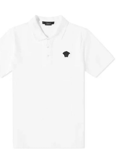 Navy Medusa Polo Shirt White Men A87427 A237141 2W300 - VERSACE - BALAAN 2