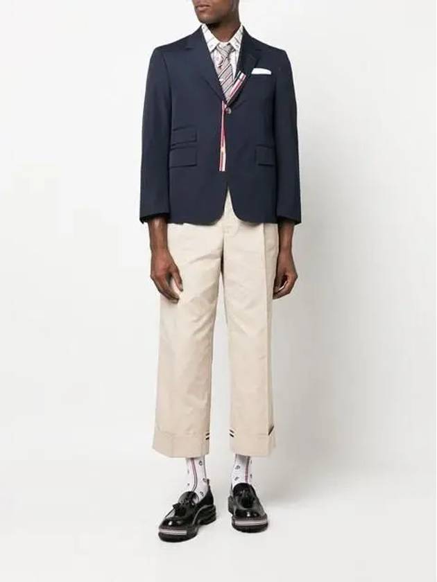 Typewriter Cloth Grosgrain Placket Sport Jacket Navy - THOM BROWNE - BALAAN 6