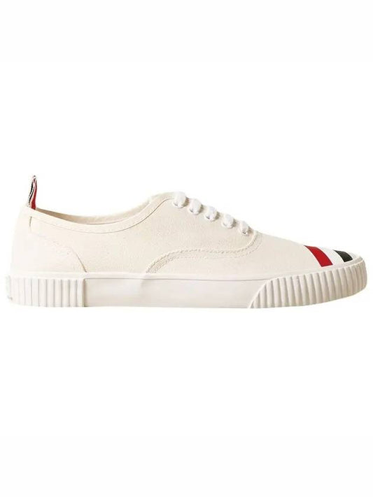 Men's Canvas Diagonal Stripe Heritage Sneakers White - THOM BROWNE - BALAAN 2