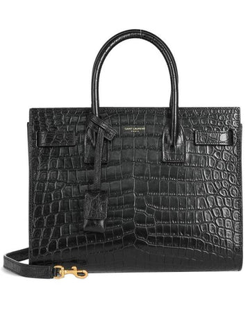 Crocodile Embossed Matte Leather Sac De Jour Baby Tote Bag Black - SAINT LAURENT - BALAAN 1