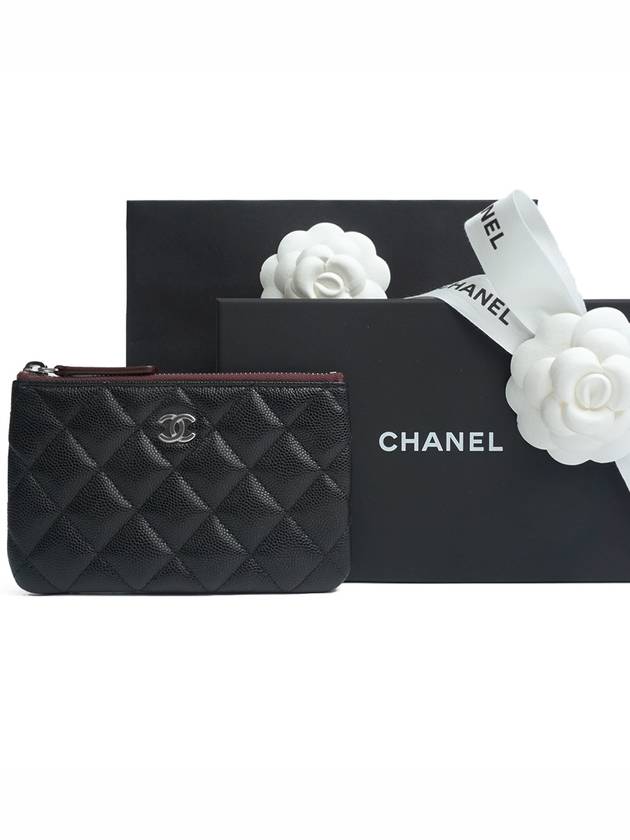 Silver CC Logo Small Calfskin Pouch Bag Black - CHANEL - BALAAN 2