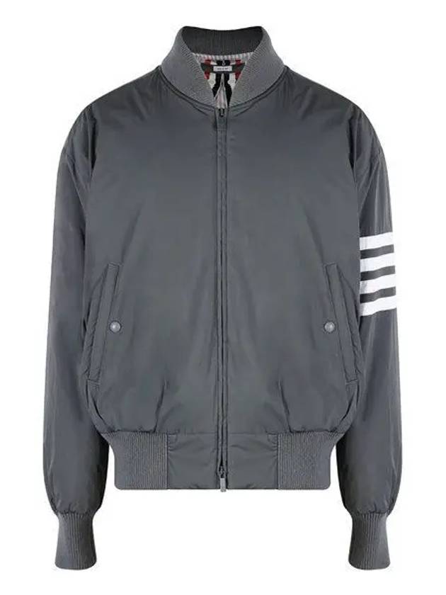 Poly Twill 4-Bar Oversized Knit Down Bomber Jacket Medium Grey - THOM BROWNE - BALAAN 2