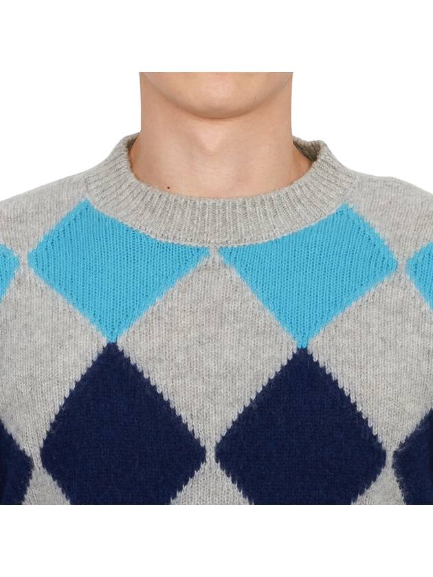 Argyle Wool Cashmere Knit Top Grey Blue - MONCLER - BALAAN 7