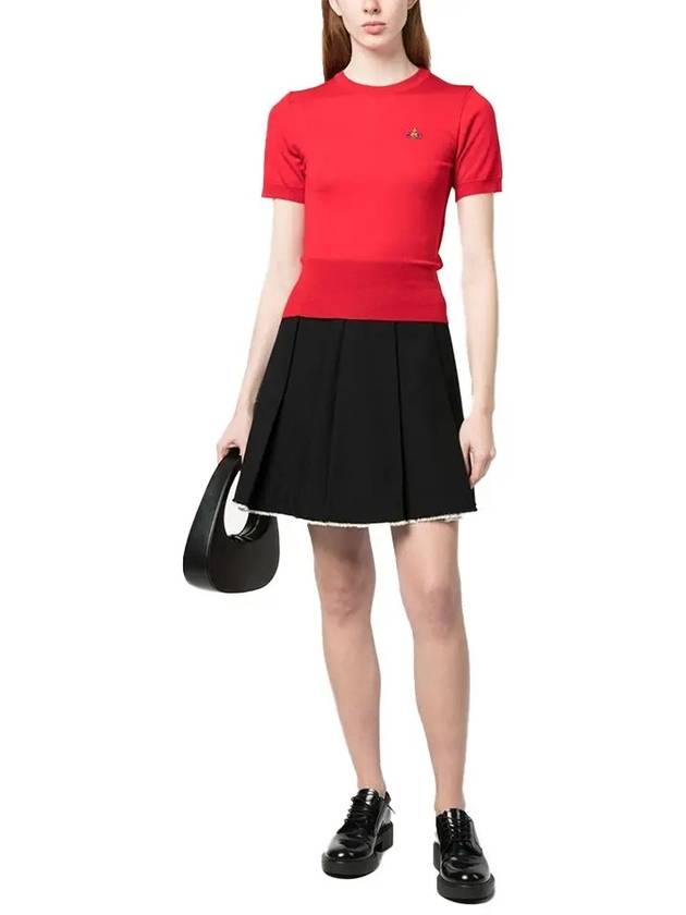 ORB Logo Short Sleeve Knit Top Red - VIVIENNE WESTWOOD - BALAAN 3