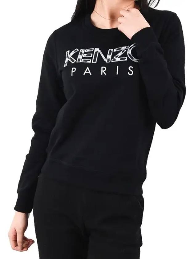 Women s Embroidered Logo Sweatshirt Black F952SW775952 99 - KENZO - BALAAN 3