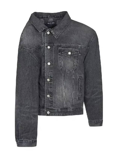 Balenciaga Asymmetric Denim Jacket Grey - BALENCIAGA - BALAAN 2