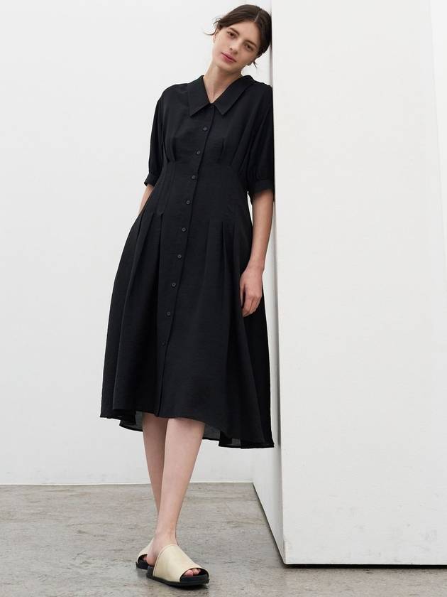 Pin Tuck Flare Long Dress Black - MITTE - BALAAN 7