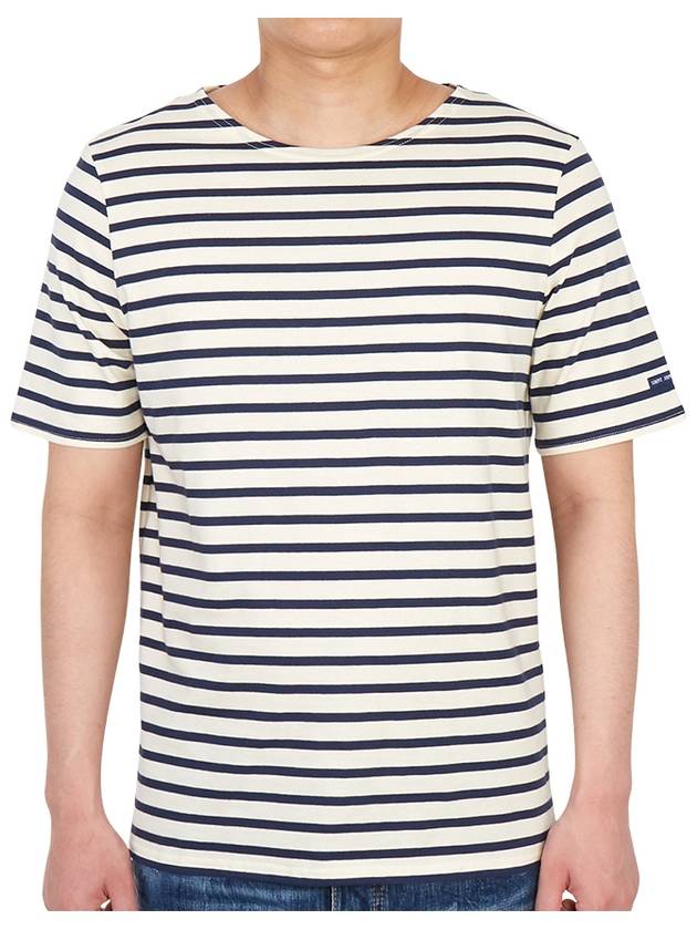 Levant Modern Striped Short Sleeve T-Shirt Ecru Marine - SAINT JAMES - BALAAN 3