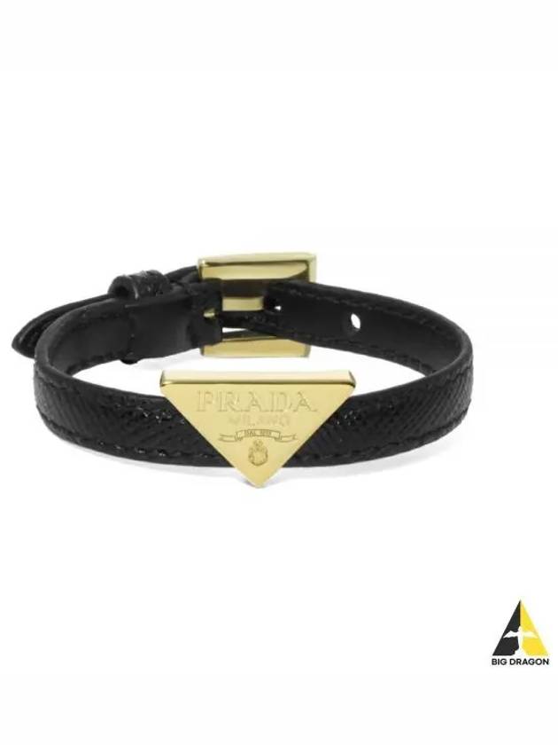 Saffiano Triangle Logo Bracelet Black - PRADA - BALAAN 2