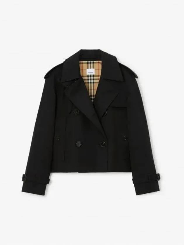 Double Breasted Crop Trench Coat Black - BURBERRY - BALAAN 2