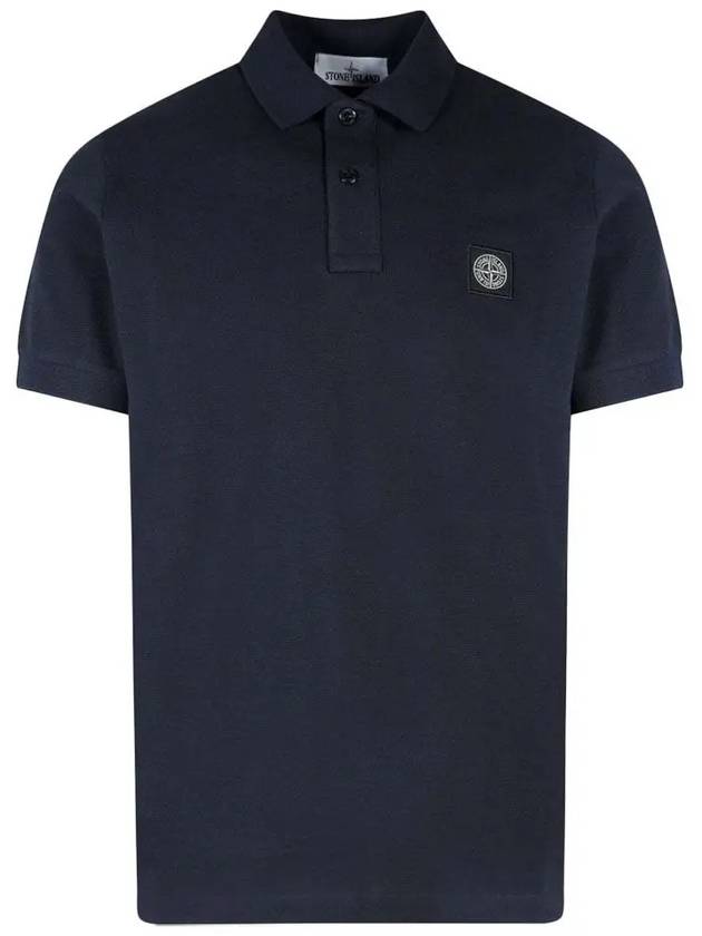 Pique Stretch Cotton Short Sleeve Polo Shirt Navy - STONE ISLAND - BALAAN 2