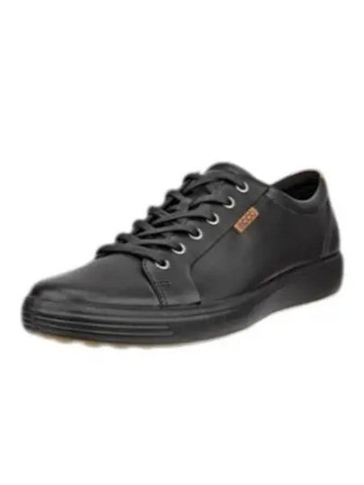 Men's Soft 7 M Leather Low Top Sneakers Black - ECCO - BALAAN 2