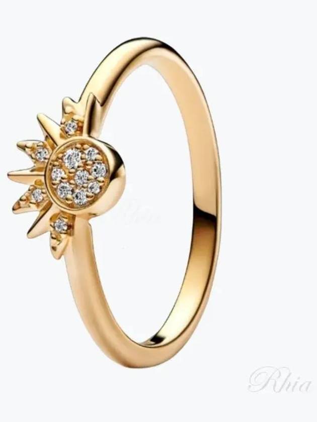 Celestial Sparkling Sun Ring Gold Plated Clear - PANDORA - BALAAN 2