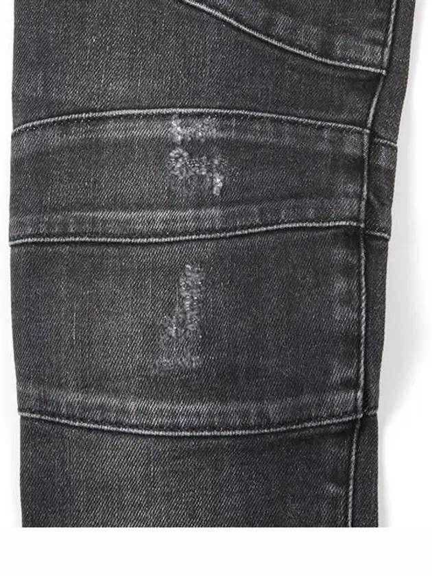 Women's Biker Zipper Detail Skinny Jeans Black - BALMAIN - BALAAN.